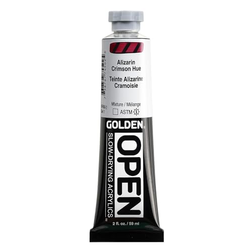 GOLDEN OPEN Slow-Drying Acrylics, Alizarin Crimson Hue, 2 fl. oz. Tube - color: Alizarin Crimson Hue, size: 2 Fl Oz (Pack of 1)