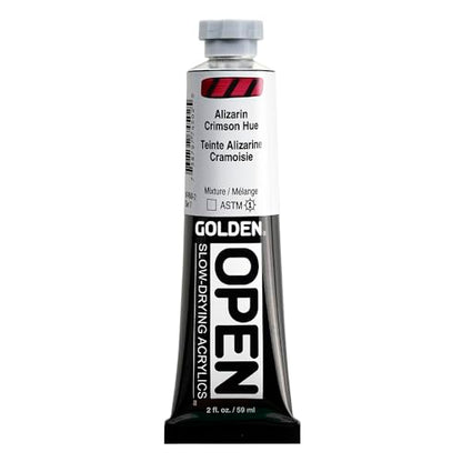 GOLDEN OPEN Slow-Drying Acrylics, Alizarin Crimson Hue, 2 fl. oz. Tube - color: Alizarin Crimson Hue, size: 2 Fl Oz (Pack of 1)