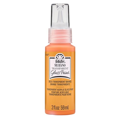FolkArt Murano Transparent Acrylic Glass Paint, Orange, Perfect for Indoor and Outdoor Arts and Crafts Projects, 2 fl oz, 36524 - color: Transparent Orange, style: Transparent