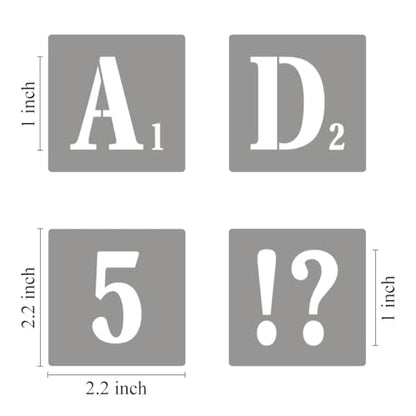 1 Inch Letter Stencils for Painting - 42 Pack Scrabble Alphabet Letters Numbers Templates with Signs for Painting, Reusable Scrabble Tiles Stencils for Chalkboard Wood Crafts & Wall Decor - size: 1 Inch