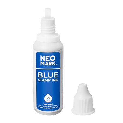 Stamp Ink, Quick-Drying Refill for Self-Inking Stamps, Blue 1oz | AP-Certified, Water-Based Ink, Smudge-Resistant, Clear Impressions, Precision Refill Tip, for Date Stamps & Stamp Pads - color: Blue, size: 1 fl oz
