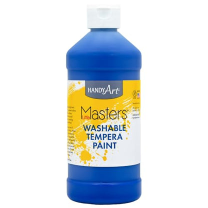 Handy Art Little Masters Washable Tempera Paint, Blue, 16 oz Bottle - color: Blue, size: 16 Fl Oz (Pack of 1)