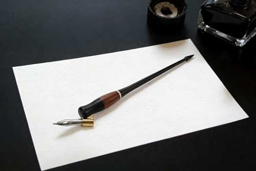 Wood Calligraphy Oblique Dip Pen Holder Set | Removable Nib Pen Handle with 5 Nibs for English Calligraphy Drawing Comic, Black - color: Black