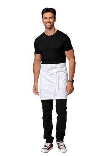 Waist Apron for Men Server Bistro Half 4251BY - color: White, size: 1 Pack