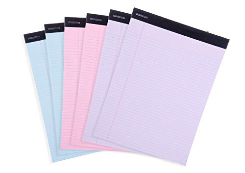 Mintra Office Colorful Legal Pads - Includes 2 Blue, 2 Pink, and, 2 Green Writing Pads, Micro Perforated Lined Sheets, Ideal for Professional & Personal Use, 8.5"x11" Narrow Ruled, 6 pack Basic Pastel - color: Pastel v1, size: Narrow