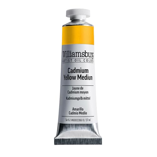 Williamsburg Artist Oil Colors by GOLDEN, Cadmium Yellow Medium, 37 ml tube, Professional Oil Paint, Opaque - color: Cadmium Yellow Medium, size: 1.25 Fl Oz (Pack of 1)