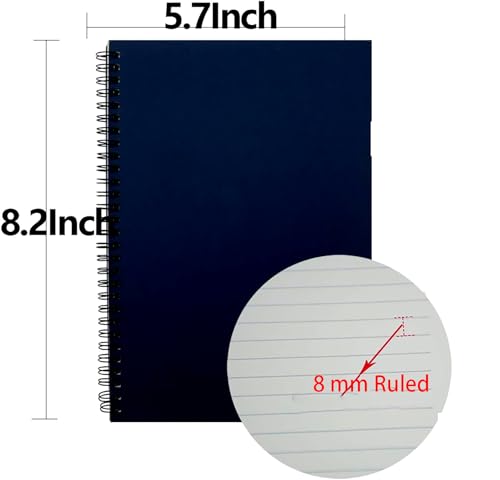 4 Pcs A5 Size Spiral Notebook, 8.3 In x 5.9 In Softcover 8mm Ruled 60 Sheets/120 Pages for Study Office, Travel and Notes (black)