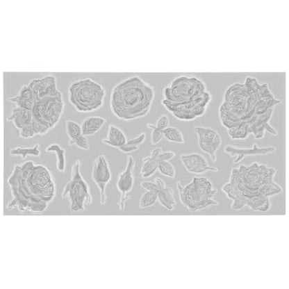 Rose Mold for Polyclay Air Dry Clay Plaster 7x3inch - color: Rose 21-cavity #4949