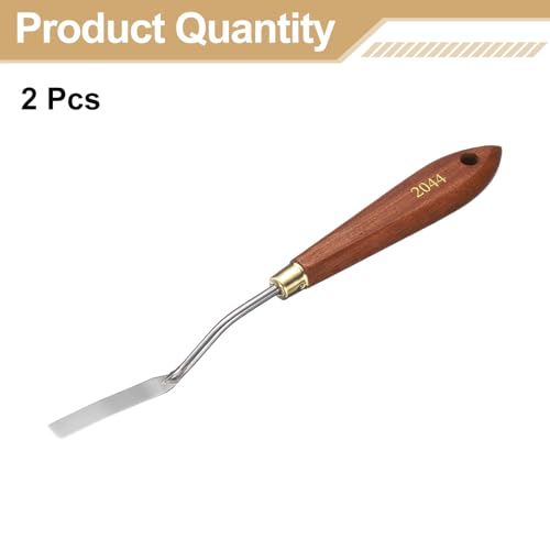 HARFINGTON 2pcs Palette Knife Painting Tool 1.97" x 0.31" Stainless Steel Teardrop Blade 8.27" Length Spatula Painting Pallet Knives with Hole Beech Wood Handle for Acrylic Canvas, Red/Silver - size: 8.27" x 0.31" x 1.97"