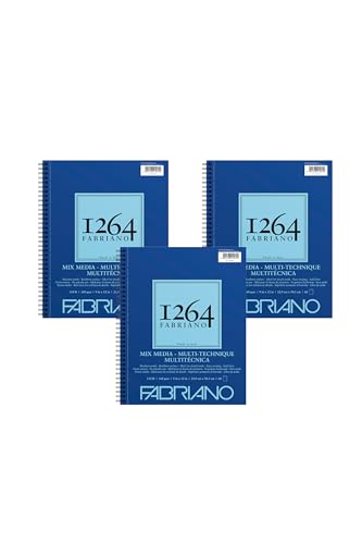 Fabriano 1264 Mixed Media Pad, 9" x 12", Spiral Bound, 110 lb., 3-Pack - size: 9" x 12", 3-Pack
