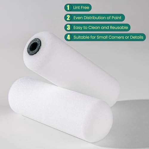 Paint Roller Covers, Foam Paint Rollers 4 Inch, 20 Pack | Small Paint Roller for Tight Narrow Areas, Mini Sleeves for Flat Surfaces, for Painting Walls, Cabinets, Doors and Tables - size: 4 inch,20 pack