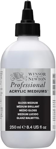 Winsor & Newton Professional Acrylic Medium, Gloss Medium, 250ml | Extends acrylic paint while increasing gloss and maintaining color intensity for smooth, even application. - color: Gloss Medium, style: 250ml (8.5-oz)