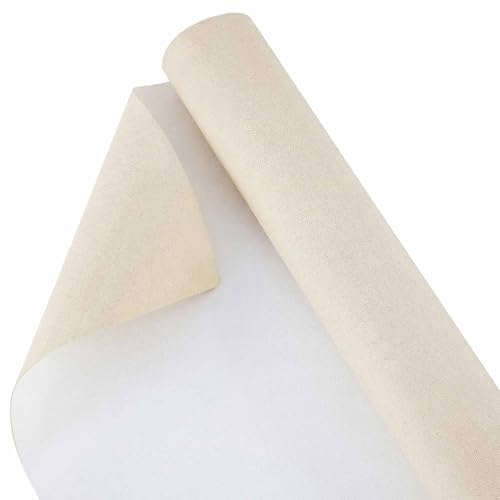 Kinlop 36 Inch x 20 Feet Double Primed Cotton Canvas Large Linen Beige Canvas Roll for Oil and Acrylic Painting - color: Linen Beige, size: 36 Inch X 20 Feet