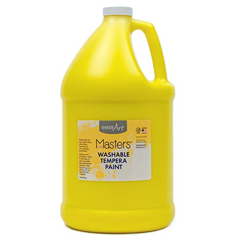 Handy Art Little Masters Washable Tempera Paint, Gallon, Yellow,214-710 128 fl Oz and Red Gallon Paint Bundle (Pack of 2)