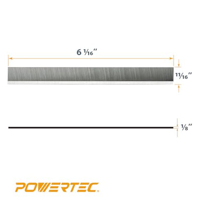 POWERTEC 6 Inch Jointer Blades for Delta 37-190 37-195 37-205 37-220 37-275X, Jet JJ-6CS Jointer, Replacement for Delta 37-658, Jet 708457K Jointer Knives, Set of 3 (14803V) - style: 6" HSS jointer blades