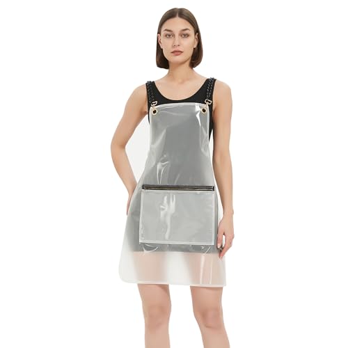 Hair Stylist Apron for Women - Waterproof Barber Nail Tech Apron Hairdresser Hairstylist Salon Aprons with Pocket - color: Milky White