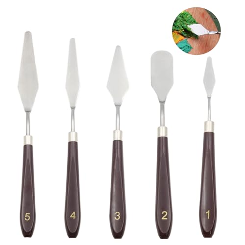 5 Pcs Cake Cream Spatula Stainless Steel Cake Icing Spatula, Art Painting Baking Pastry Tool, Mini Offset Spatulas for Cake Fondant Chocolate