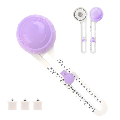 Circle Paper Cutters，Adjustable Rotary Circle Cutter，Circular Cardboard Circle Cutter with 3 Replaceable Blades, Trimmer Scrapbooking Tools，DIY Craft Cutting Tools Purple - color: Purple