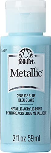 FolkArt Metallic Acrylic Paint in Assorted Colors (2 Ounce), 2588 Metalic Ice Blue - color: Ice Blue, size: 2 Fl Oz (Pack of 1)
