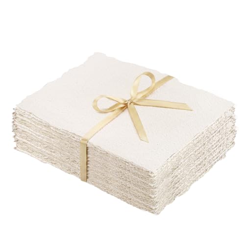50 Pcs Watercolor Paper 2.5 x 3.5in, 300 GSM Handmade Deckled Edge Paper - size: 2.5×3.5 inch