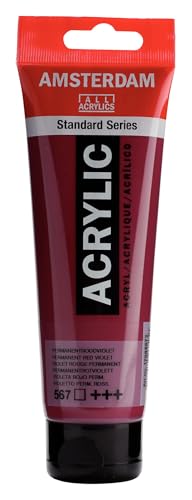Amsterdam Standard Series Acrylic Paint Tube, Red Violet 567, 4 fl oz | Vibrant Color with Acrylic Resin Binder, High Lightfastness, Water-Based, Strong Coverage, Visible Brush Strokes - color: Permanent Red Violet, size: 4.05 Fl Oz (Pack of 1)