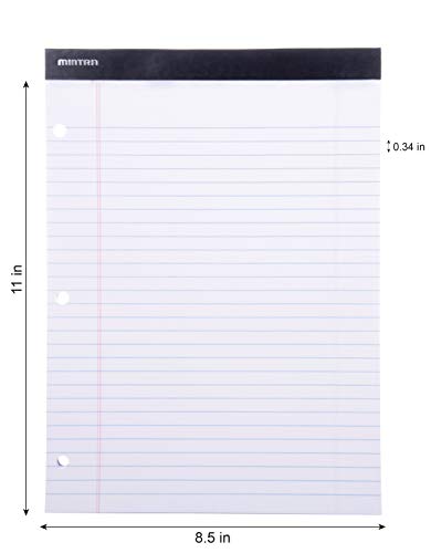 Mintra Office White Legal Pads – Ruled Notepads and Micro-Perforated Sheets, Ideal for Writing, Note-Taking & Creativity, Office, or Professional Use, Double Pad 3 pack, 8.5"x11" (Wide Ruled) - color: White - Double Pad, size: Wide