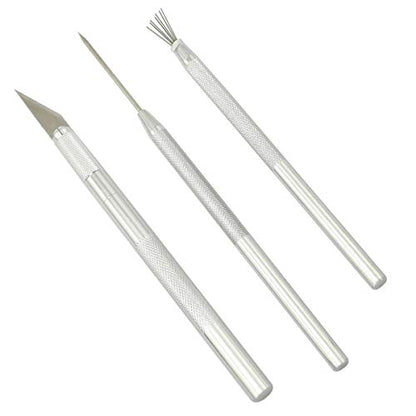 ZYAMY 3IN1 Sculpting Tool Set Feather Pin, Carving Knife and Pro Needle Wire Texture Pottery Clay Tool Kit Brush Tools Ceramics Modeling Tool