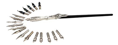 Gullor Calligraphy Pens Set - Dip Pen Handcrafted Calligraphy Set with 18 Nibs, Silver - color: silver