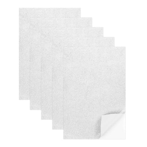 MECCANIXITY 5 Sheets Silver Shiny Foam Sheets with Adhesive Backing, 8x12Inch Self-Adhesive Shiny EVA Foam Sheets Sticky EVA Paper Stickers for Art Crafts Projects, DIY Party Decoration - color: Silver