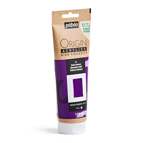PEBEO Origin Acrylics 120ml Matte Acrylic Paint, Ultramarine Violet | Muted atmospheric violet in matte heavy-body acrylic - shadow and twilight mixes; holds knife marks on canvas. - color: Ultramarine Violet