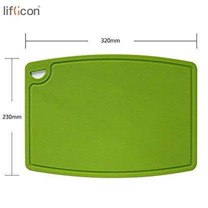 Liflicon Thick Silicone Cutting Board 12.6'' x 9.1'' Juice Grooves Easy Grip Handle Dishwasher Safe-Green - color: Green, size: 12.6"L x 9.1"W