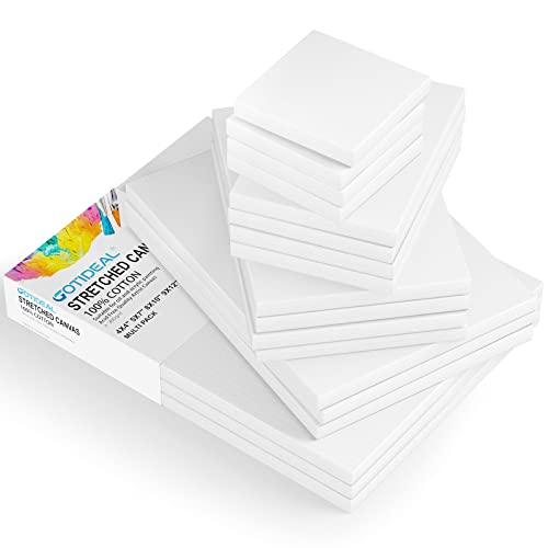 GOTIDEAL 18Pcs Stretched Canvases, Multi Pack 4x4, 5x7, 8x10, 9x12, 11x14 - color: White, size: Multi Pack-18 Pcs
