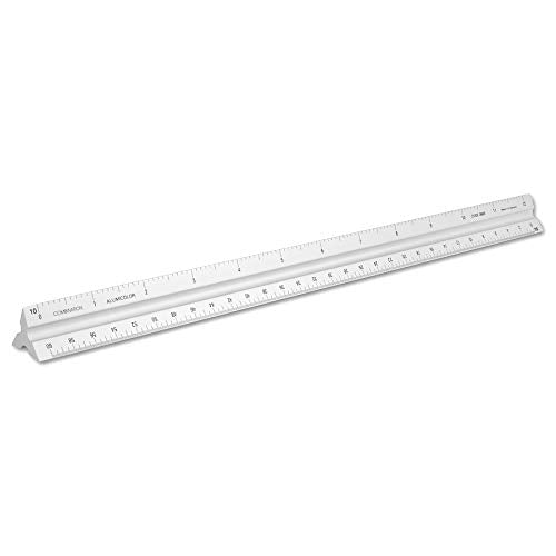 Alumicolor 3650-1 Aluminum Combination Solid Drafting Scale, 12IN, Silver - color: Silver, size: 12 Inch, style: Combination