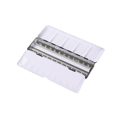 Jinberry Metal Watercolor Tin with Fold-Out Mixing Palette, Multi-Functional Empty Palette with Pans Paint Tray for Plein Air, Indoor and Studio Painting - style: M no pans