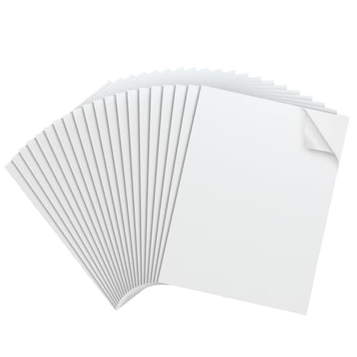 MEARCOOH White Self Adhesive Foam Sheets, 1mm Sticky Eva Foam Paper 9x12 Inch for Crafts(20PACK) - color: White, size: 229 x 305 x 1 mm
