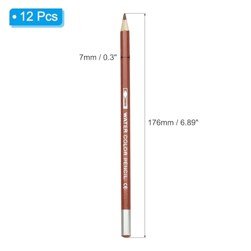 PATIKIL Watercolor Pencil, 12Pcs Water Soluble Pencils for Blending, Coloring, Sketch Drawing, Painting, Bright Brown - color: Bright Brown