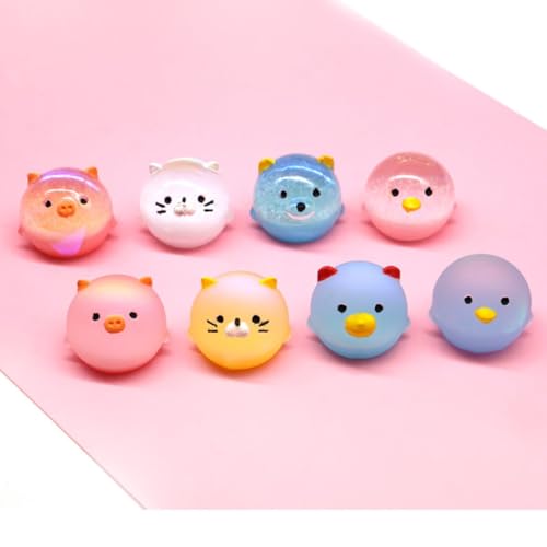 2Pcs Silicone Resin Molds for Jewelry Keychain Pendent Necklace, Cute Animal Orbs Piglet Chicken Bear Shape Ornaments Casting Molds for UV Resin Crafts, DIY Jewelry Making (Mirror & Matt) - size: 2pcs Animal