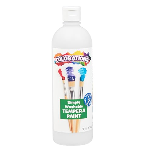 Colorations WSTWH Washable Tempera Paint, 16 fl oz, White, Non Toxic, Vibrant, Bold, Kids Paint, Craft, Hobby, Fun, Art Supplies - color: White