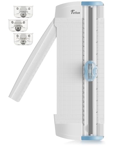 Firbon 3-in-1 Paper Cutter, 9“ Compact A5 Paper Trimmer - color: Blue