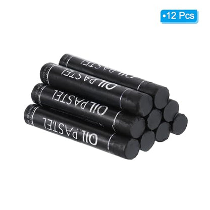 PATIKIL Black Oil Pastels, 12Pcs Soft Oil Crayons Creamy Pastels Stick Art Supplies for Art Painting Drawing Blending Graffiti for Artists Beginners (Pack of 2) - color: Black