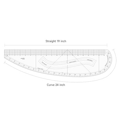 KEARING 24" Imperial Pattern Master - Patented Acrylic Sewing Curve Ruler - style: PM6512R