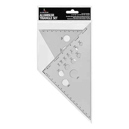 Alumicolor Aluminum Calibrated Drafting Triangle 2 Piece, 6 Inch & 8 Inch Set, 30/60 Degree (8 Inch) & 45/90 (6 Inch)