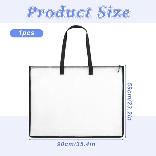 SynHHergyx Art Portfolio Bag, 23 x 35 Inch Portfolio Folder for Artwork Large Clear Mesh Storage Bags with Handle and Zipper for Posters, Bulletin Boards, Scrapbooks, Keepsake, Art Supplies - size: 23×35 Inch