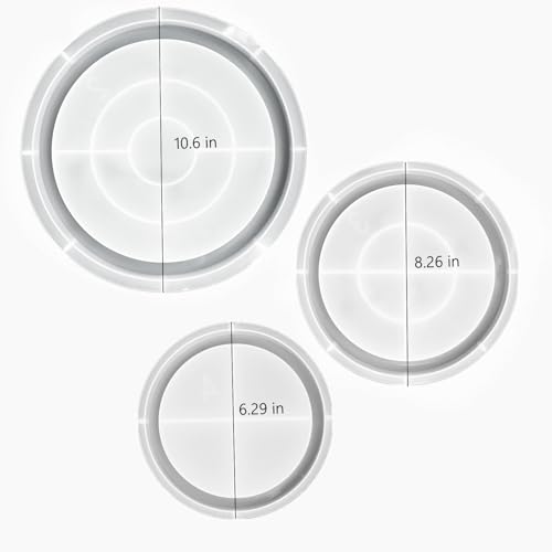 Set of 11'', 8'', 6'' Round Tray Molds Tray Resin Molds, Round Serving Tray Mold with Edges Rolling Tray Mold for Resin Silicone Tray Molds with Sides for Resin Casting Shiny Surface & Durable - color: 3 pcsRound Tray Molds