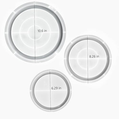 Set of 11'', 8'', 6'' Round Tray Molds Tray Resin Molds, Round Serving Tray Mold with Edges Rolling Tray Mold for Resin Silicone Tray Molds with Sides for Resin Casting Shiny Surface & Durable - color: 3 pcsRound Tray Molds