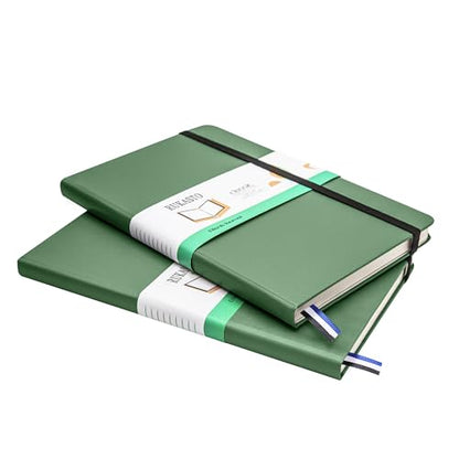 Hardcover Notebook Blank Journal Sketchbook for Drawing, Medium 5.5 by 8.4 Inch, 100 GSM Thick Paper (Green, Plain) - color: Green