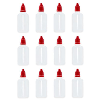 12 Pcs Dropper Bottles, 50ml/1.7 oz Empty Squeezable Small Mouth Dropper Bottle, Liquid Dropper Bottle with Red Cap - color: Red Cap