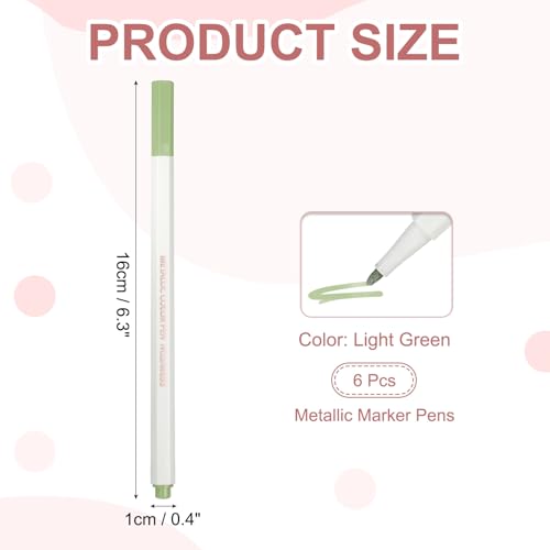 PATIKIL Metallic Marker Pens, 6Pcs Permanent Markers Medium Tip Quick Dry Paint Pen on Plastic Wood Stone Glass Canvas DIY Crafts Art Supplies for Drawing Writing Marking, Light Green - color: Light Green