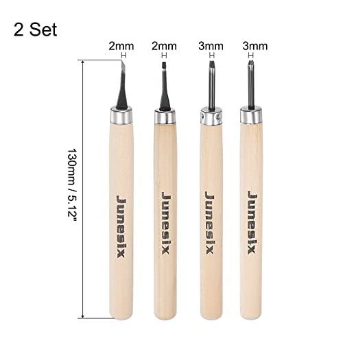 uxcell 8pcs Wood Carving Knife Tools Chisels Set, Carbon Steel Small Flat Diagonal Round Triangle Graver for DIY Craft Sculpture Carpenter Beginners Experts, 2 Set