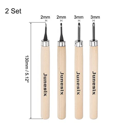 uxcell 8pcs Wood Carving Knife Tools Chisels Set, Carbon Steel Small Flat Diagonal Round Triangle Graver for DIY Craft Sculpture Carpenter Beginners Experts, 2 Set